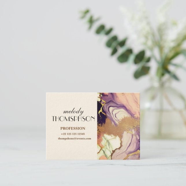 Carte De Visite Parties scintillant en marbre rose violet or (Debout devant)