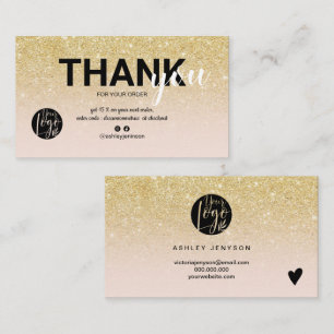 Carte De Visite Parties scintillant en or chic ombre logo cool com