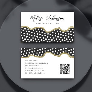 Carte De Visite Parties scintillant en or noir blanc foncé Preppy 