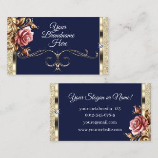Carte De Visite Parties scintillant en or noir foncé rose Rose Vin