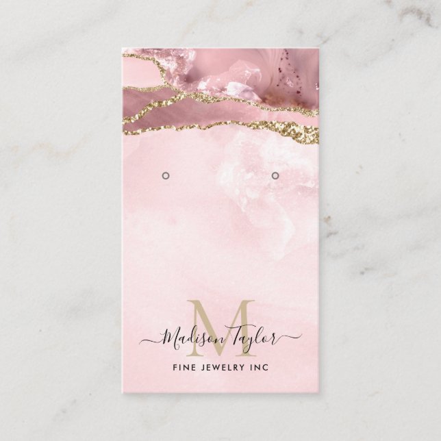 Carte De Visite Parties scintillant en or rose marbre Agate Bijout (Devant)