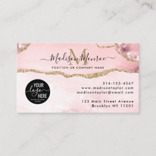 Carte De Visite Parties scintillant en or rose vierge Logo personn