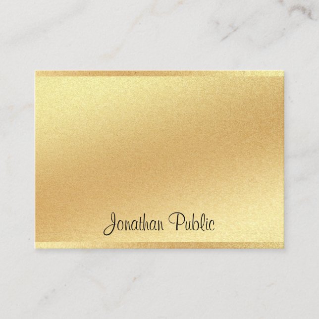 Carte De Visite Parties scintillant Faux Gold Script à main Élégan (Devant)