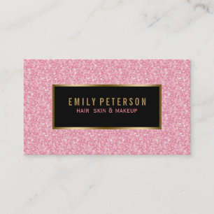 Carte De Visite Parties scintillant Fax Rose Avec Accents Noir Et 