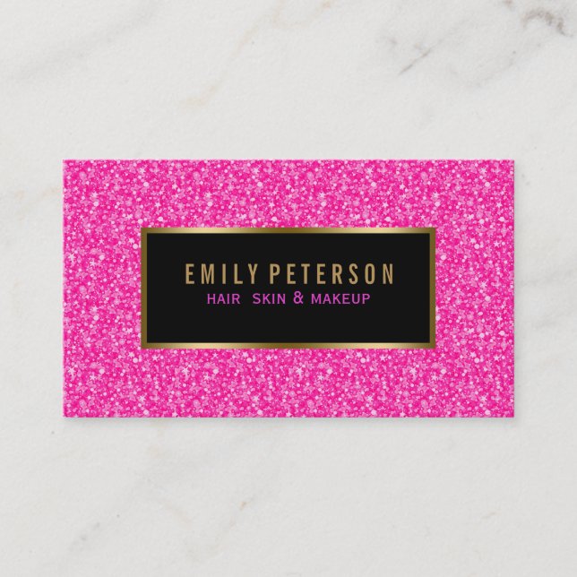 Carte De Visite Parties scintillant Fax Rose Chaud Avec Accents No (Devant)