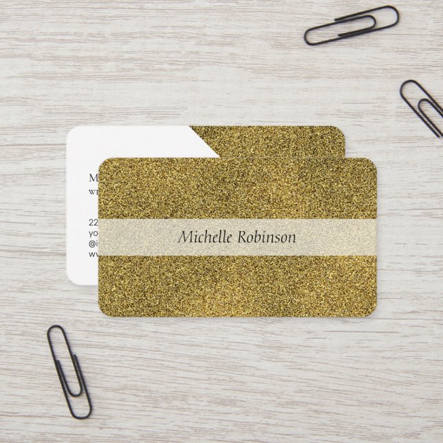 Carte De Visite Parties scintillant géométrique moderne Gold Profe (Devant/Arrière en situation)