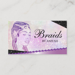 Carte De Visite Parties scintillant Glam Moderne Hair Braiing Salo