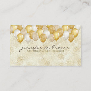Carte De Visite Parties scintillant Gold Balloon Jaune Mariage fêt