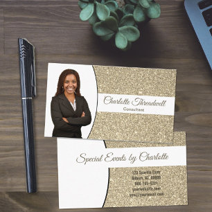 Carte De Visite Parties scintillant Gold Faux Custom Professional 