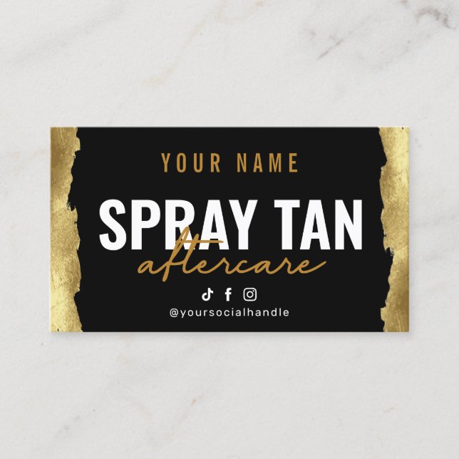 Carte De Visite Parties scintillant Gold Spray Tan Instruction car (Devant)
