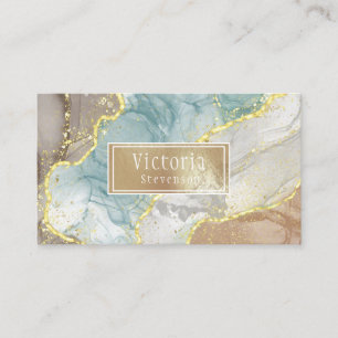 Carte De Visite Parties scintillant Gold Vert Marbre Nom géographi