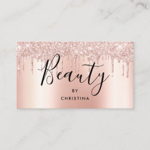 Carte De Visite Parties scintillant gouttes rose or salon de beaut