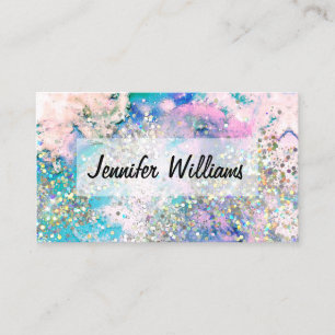 Carte De Visite Parties scintillant Holographique Aquarelle Pastel