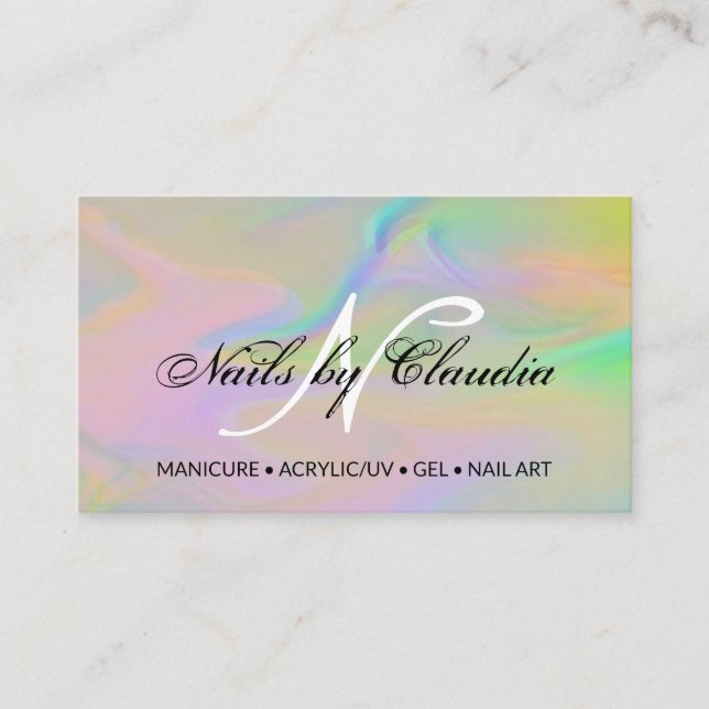 Carte De Visite Parties scintillant holographique classique élégan (Devant)