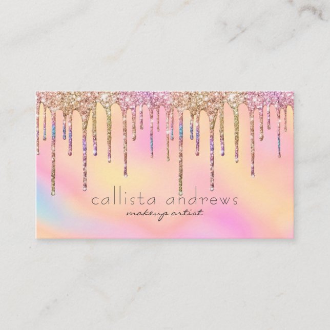 Carte De Visite Parties scintillant holographique Drives Arc-en-ci (Devant)
