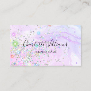 Carte De Visite Parties scintillant holographique en encre de marb