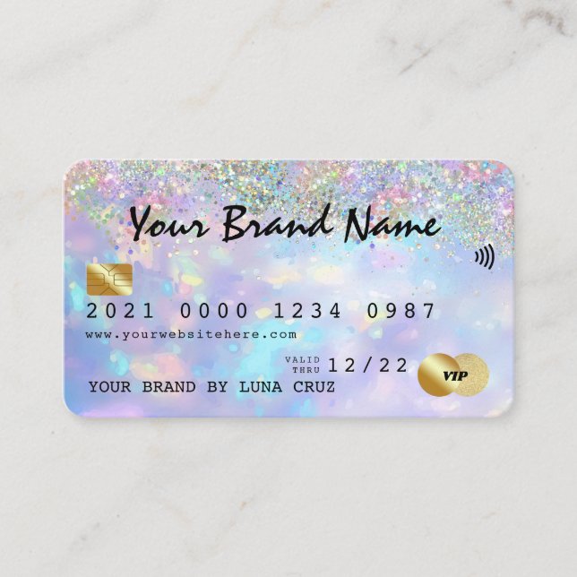 Carte De Visite Parties scintillant Holographique Opal Business VI (Devant)