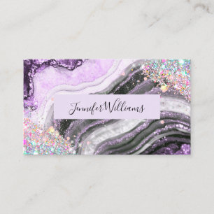 Carte De Visite Parties scintillant holographique Pink Foil Purple