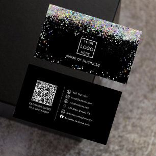Carte De Visite Parties scintillant holographique QR Code Social M