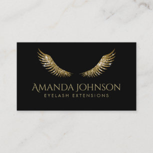 Carte De Visite Parties scintillant Lashes Gold Blanc Ailes Simple