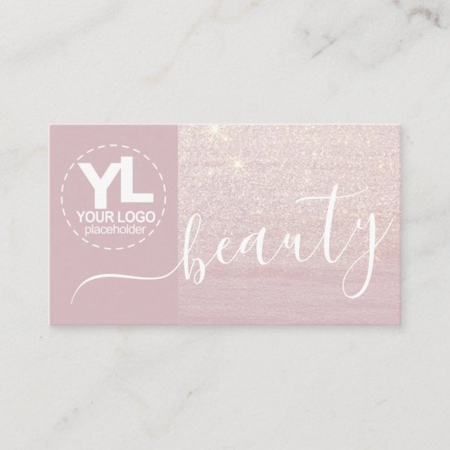 Carte De Visite Parties scintillant Lilac Glam Logo Modèle Beauté  (Devant)