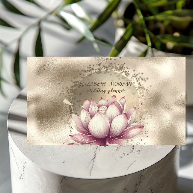 Carte De Visite Parties scintillant Lotus Metallic Gold Chic (Créateur téléchargé)