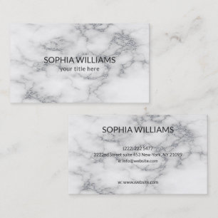 Carte De Visite Parties scintillant Marbre blanc en argent