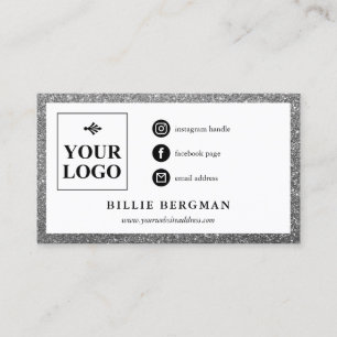 Carte De Visite Parties scintillant minimaliste en argent Faux Log