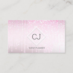 Carte De Visite Parties scintillant moderne à pâte feuilletée rose
