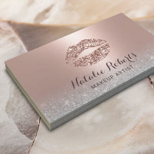 Carte De Visite Parties scintillant moderne Lèvres Blush Rose Gold