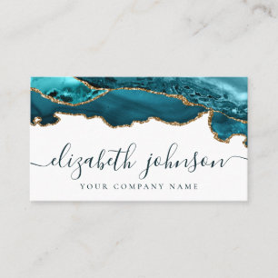 Carte De Visite Parties scintillant moderne Turquoise or vert marb