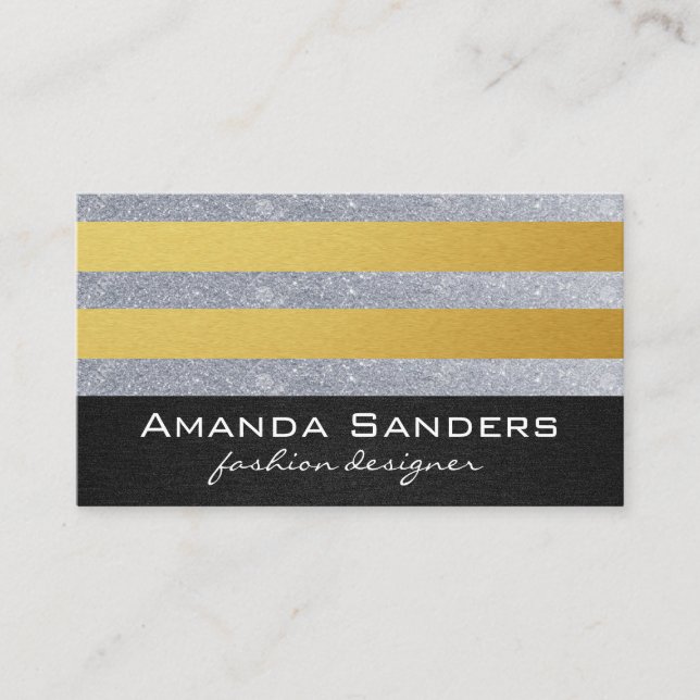 Carte De Visite Parties scintillant Monogrammes Gold (Devant)
