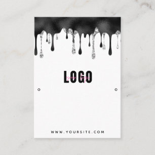 Carte De Visite Parties scintillant noire Boucles d'oreilles Bijou