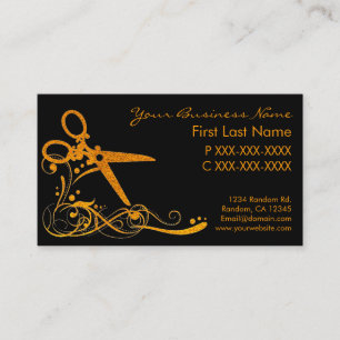Carte De Visite Parties scintillant noire orange tourbillonner che