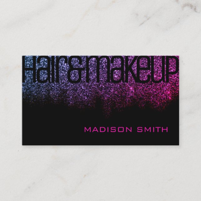 Carte De Visite Parties scintillant noire rose Fille Parkle Glamou (Devant)