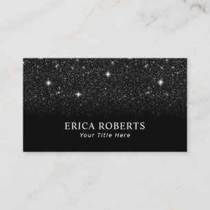 Carte De Visite Parties scintillant noire tendance Élégant minimal