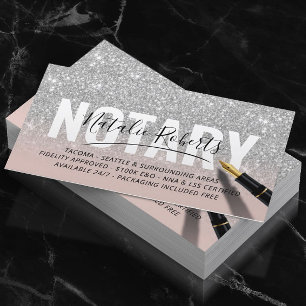 Carte De Visite Parties scintillant Notaire Public Mobile Argent S