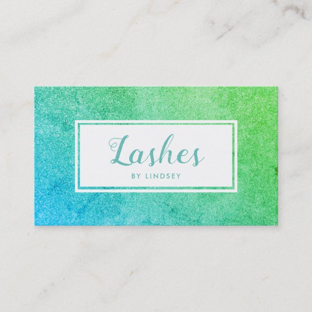 Carte De Visite Parties scintillant Ombre Vert Brillant (Devant)