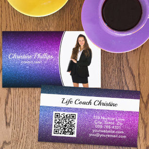 Carte De Visite Parties scintillant Ombre violet professionnelle p