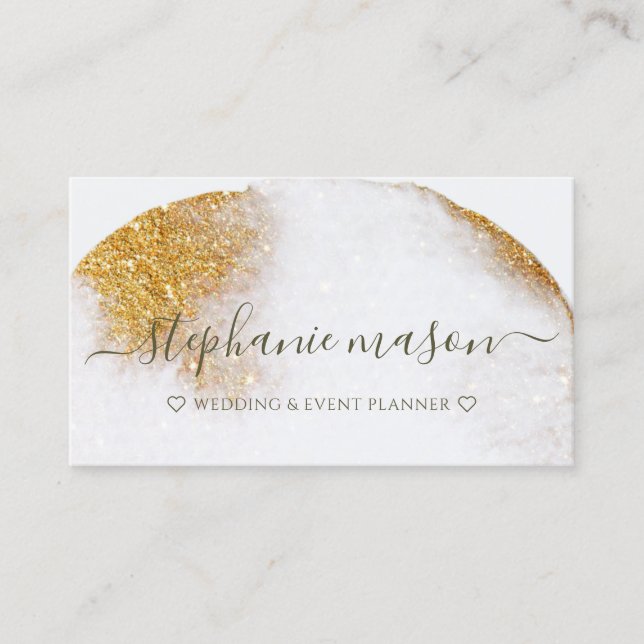 Carte De Visite Parties scintillant or Abstrait Aquarelle Luxe Mod (Devant)