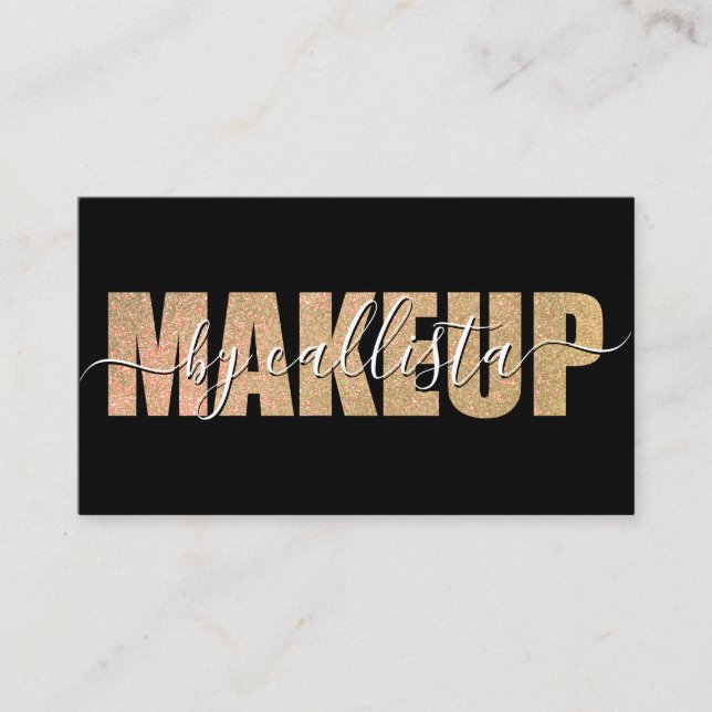 Carte De Visite Parties scintillant or chic glamour maquillage (Devant)