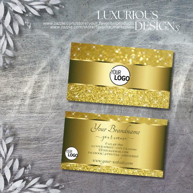 Carte De Visite Parties scintillant Or de luxe Golden Sparkle Star (Créateur téléchargé)