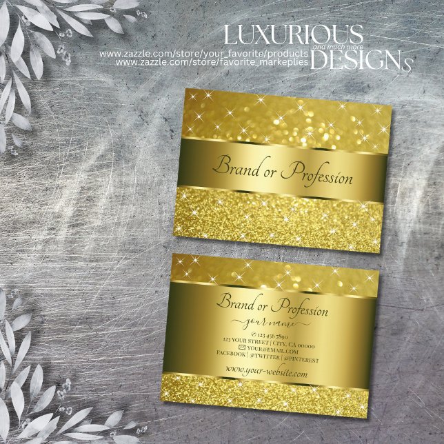 Carte De Visite Parties scintillant Or de luxe Golden Sparkle Star (Créateur téléchargé)