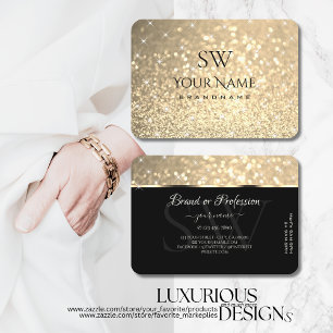 Carte De Visite Parties scintillant Or Glamore Étoiles Initiales