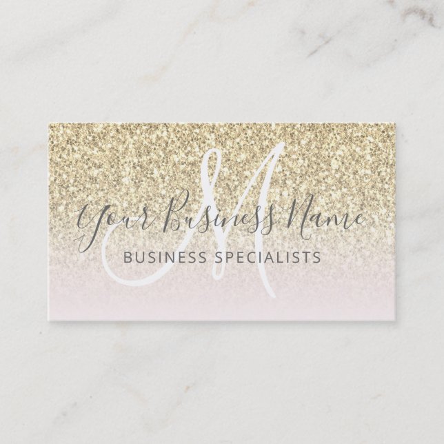 Carte De Visite Parties scintillant or rose fille Business Logo Mo (Devant)