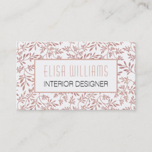 Carte De Visite Parties scintillant or rose tendance motif floral 