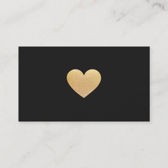 Carte De Visite Parties scintillant or simple Coeur  Noir Réseau (Devant)