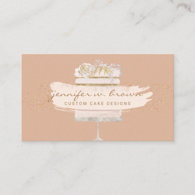 Carte De Visite Parties scintillant orange Floral Boulangerie Pâti (Devant)