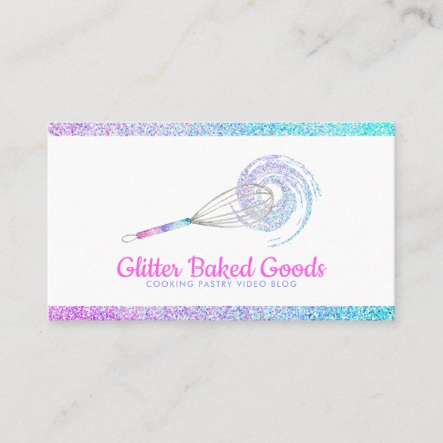 Carte De Visite Parties scintillant Pâtisserie Logo Boulangerie wh (Devant)