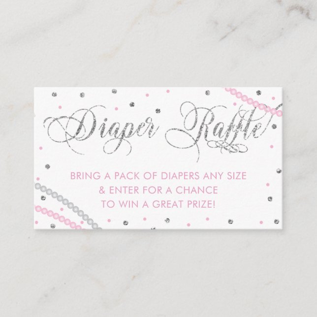 Carte De Visite Parties scintillant & Perles Raffle Ticket, Gris R (Devant)